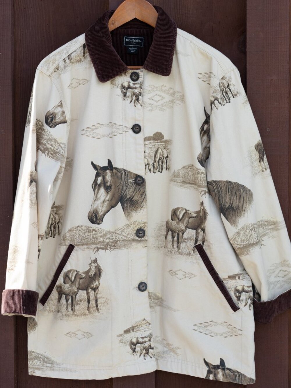 VTG Cotton Horse Print Barn Jacket